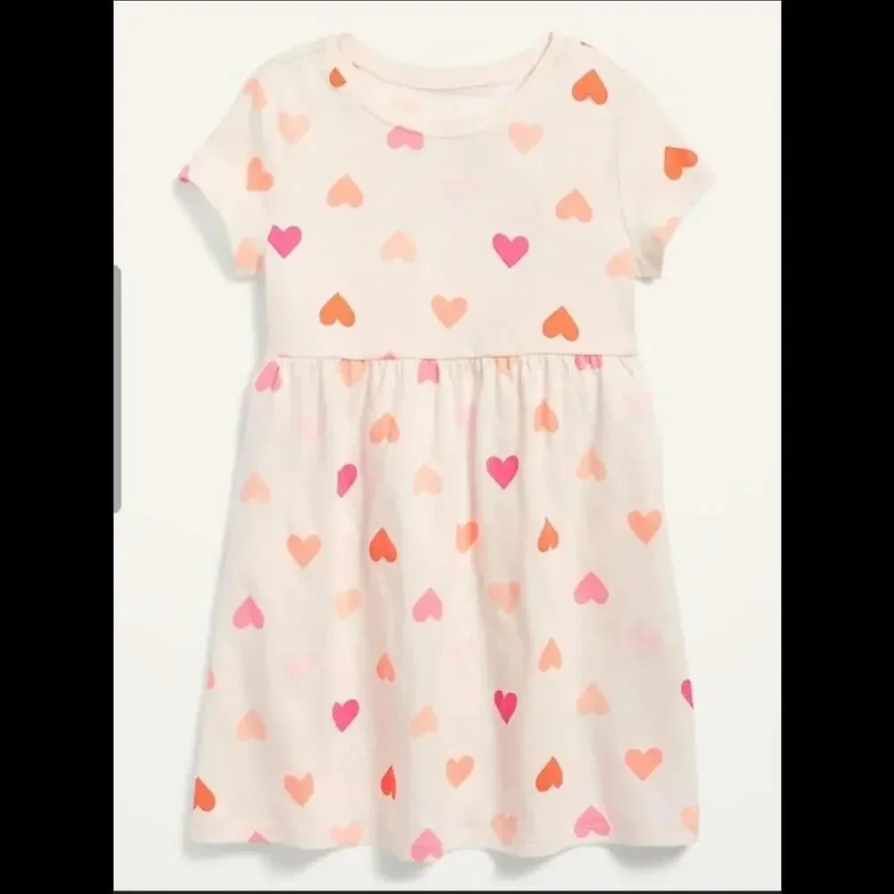 Old Navy Fit & Flare Jersey Dress for Toddler Girls Size 2T Hearts
